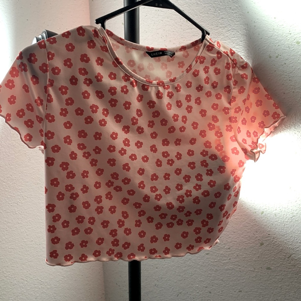 Pink and red med drift crop top.